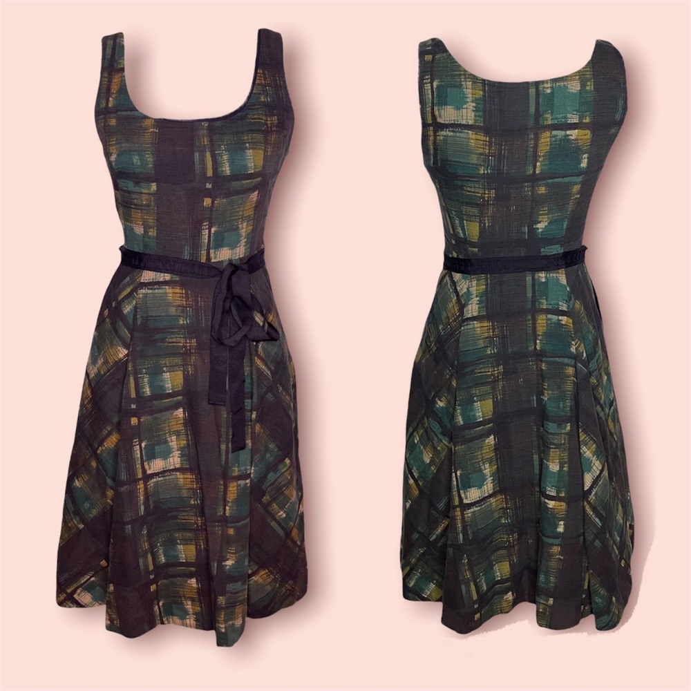 Anthropologie Maeve Painted Plaid Dress Size 0